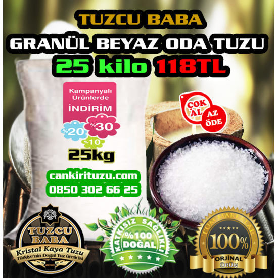 25Kg Beyaz Oda Tuzu -1 EVDE, 6 ODAYA YETERLİ 25Kg Beyaz Oda Tuzu -1 EVDE, 6 ODAYA YETERLİ
