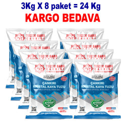 24kg SOFRALIK İNCE Çankırı Kristal Kaya Tuzu  84 mineralli 8X3KG
