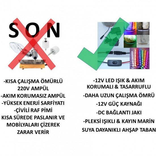 Tuz Lambası 5-6 kg arası 12V Led Işıklı Tuz Lambası 5-6 kg arası 12V Led Işıklı