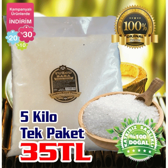 5kg GRANÜL Çankırı Kristal Kaya Tuzu 84 Mineralli 5Kg tek paket 5kg GRANÜL Çankırı Kristal Kaya Tuzu 84 Mineralli 5Kg tek paket