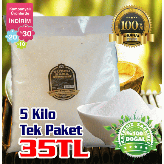 5kg Sofralık Çankırı Kristal Kaya Tuzu 84 Mineralli 5kg tek paket 5kg Sofralık Çankırı Kristal Kaya Tuzu 84 Mineralli 5kg tek paket
