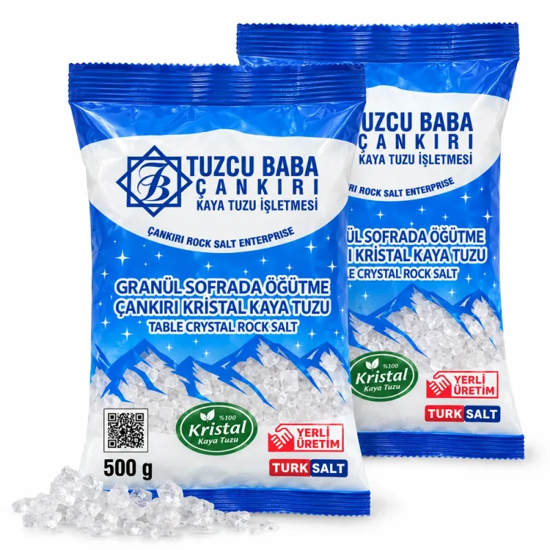 1 Kg Granül İri Sofrada Öğütme Çankırı Kristal Kaya Tuzu – 2 × 500 g ürün görseli 1 Kg Granül İri Sofrada Öğütme Çankırı Kristal Kaya Tuzu – 2 × 500 g