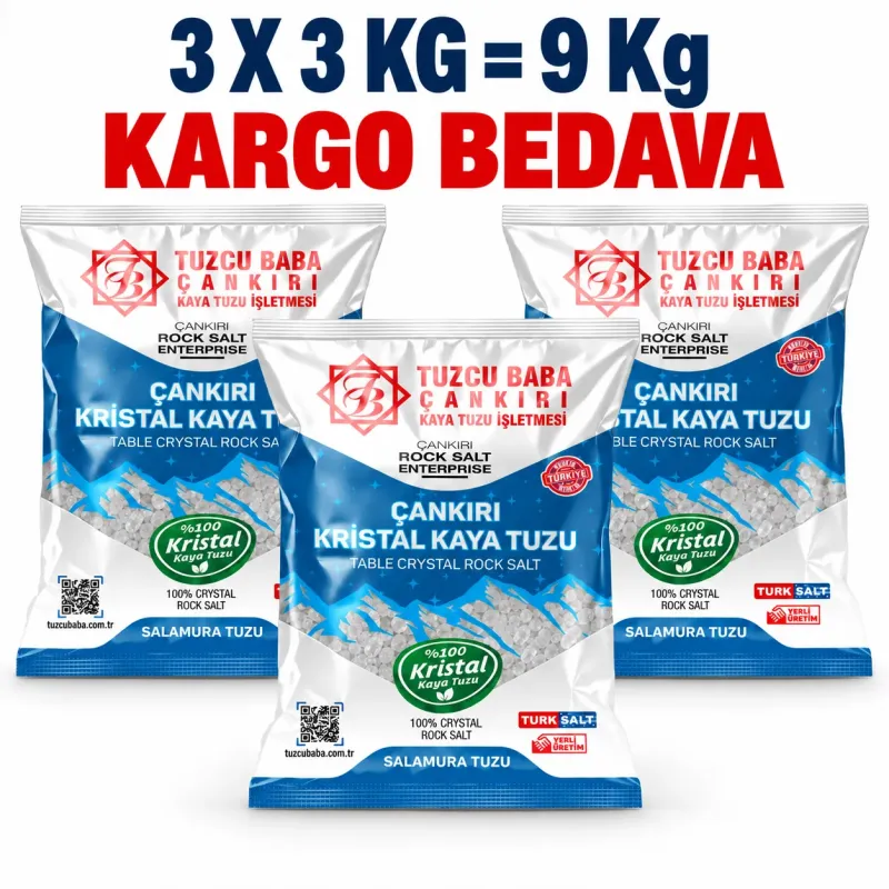 9 Kg Granül İri Çankırı Kristal Kaya Tuzu – 3 × 3 Kg ürün görseli 9 Kg Granül İri Çankırı Kristal Kaya Tuzu – 3 × 3 Kg