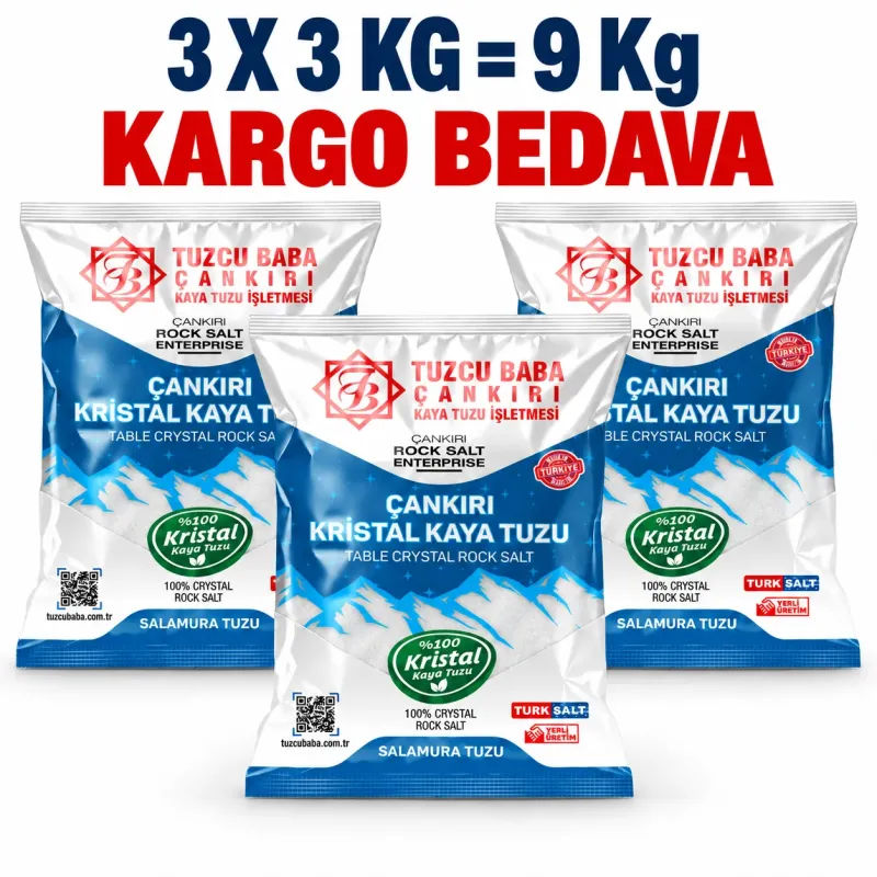 9 Kg Sofralık İnce Çankırı Kristal Kaya Tuzu – 3 × 3 Kg ürün görseli 9 Kg Sofralık İnce Çankırı Kristal Kaya Tuzu – 3 × 3 Kg