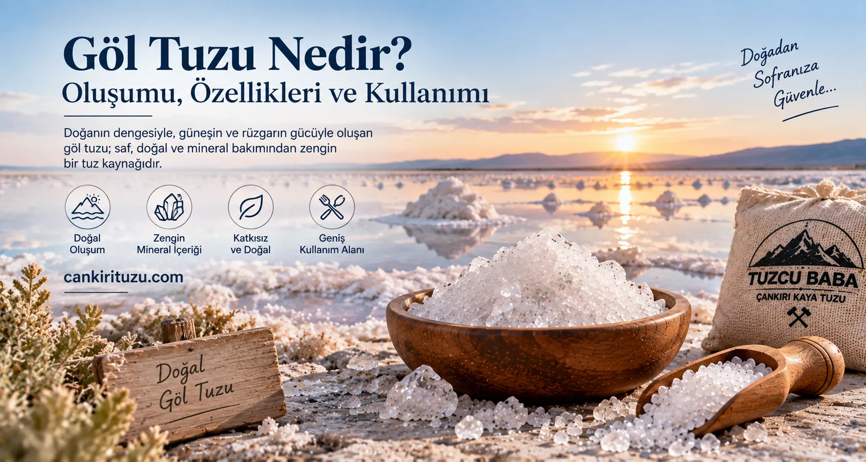 Göl tuzu ve doğal tuz kaynaklarını temsil eden görünüm