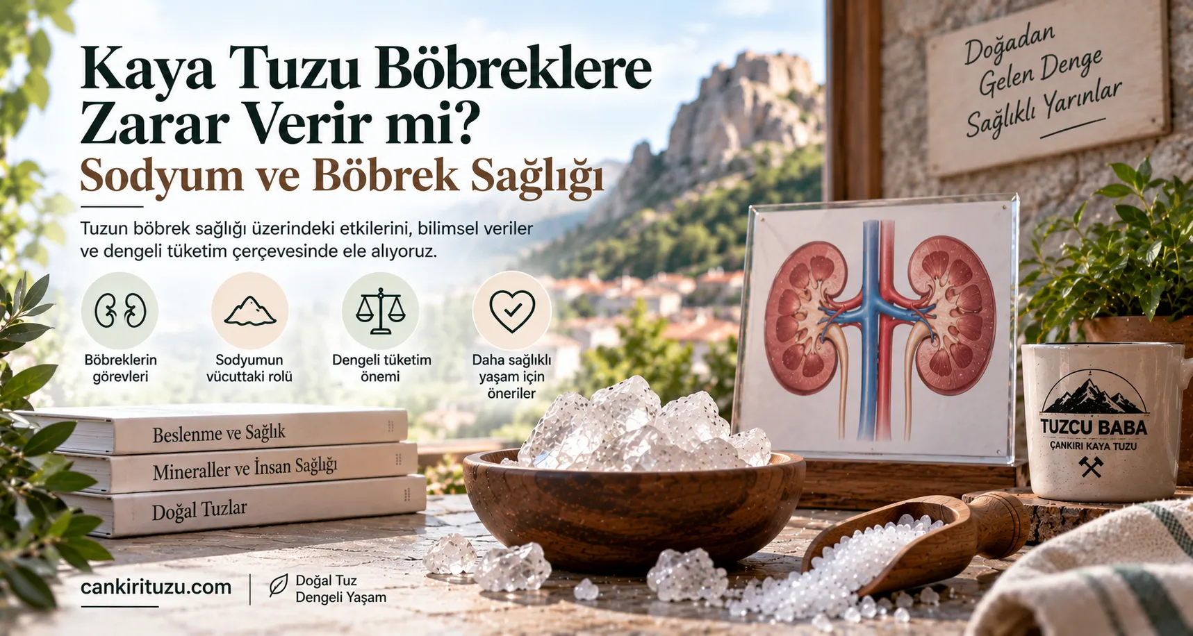 Kaya tuzu ve böbrek sağlığı görseli Kaya tuzu, sodyum ve böbrek sağlığı hakkında bilgilendirme