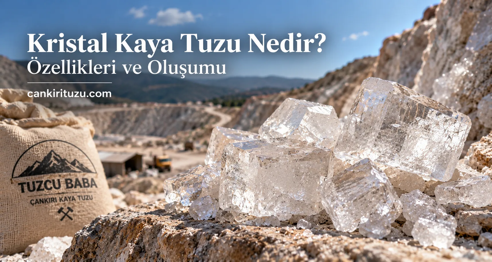 Kristal kaya tuzu kristalleri ve doğal kaya tuzu yapısı
